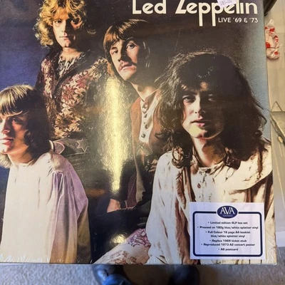LED ZEPPELIN LIVE ’69 & ‘73 (4LP BOX, BLUE/WHITE SPLATTER VINYL, POSTER) presale - Image 1 of 2