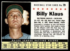 1961 Post Cereal (F278-33) #79 Billy Klaus - Picture 1 of 2