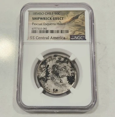 1854 SO Chili 50C NGC Shipwreck Effect Pascual Esquerra Hoard SS Central America - Image 1 of 2