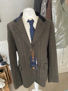 Shires Aubrion Saratoga Dark Green Tweed Jacket BNWT 44”(18) - Picture 1 of 18