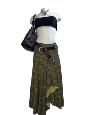 Falda Midi Y2K Talla Pequeña Boho Hippie Hada Etérea Grunge Asimétrica Pull On Foto 1 de 4