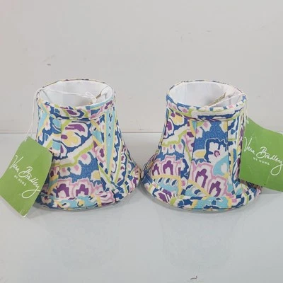 Vera Bradley Capri Azul 4" Pequeño Mini Lámpara Pantalla Juego de 2 Nuevo con Etiquetas Foto 1 de 4