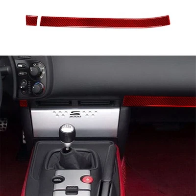 2pcs Red Carbon Fiber Dashboard Stripe Sticker Trim For Honda S2000 2000-09 - Изображение 1 из 4