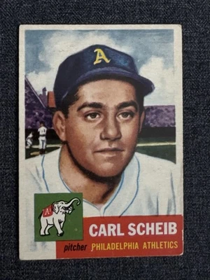 1953 TOPPS BASEBALL CARD #57 CARL ALVIN SCHEIB PHILADELPHIA ATHLETICS VGEX - Image 1 of 2