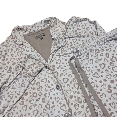 PJ Salvage Womens XL Pajama Set Long Sleeve Pants Sleepwear Cheetah Print - Image 1 of 4
