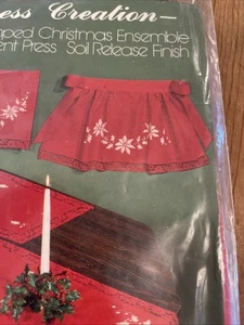 Vtg Progress Creation Stamped Christmas Joy Apron Embroidery Cross Stitch Kit - Picture 1 of 10