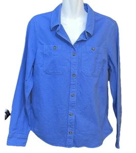 Camicia donna LL Bean piccola blu camoscio con bottoni cotone pesante utility Gorpcore - Foto 1 di 10