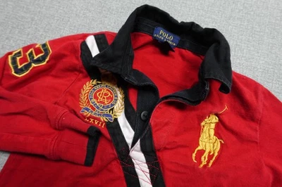 Polo Ralph Lauren Rugby Polo Niños 3T Rojo Negro Big Pony Cresta Cuello Rayas Foto 1 de 4