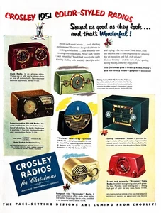 1950 CROSLEY RADIO Genuine Vintage Print Ad Desktop Radios - Picture 1 of 1