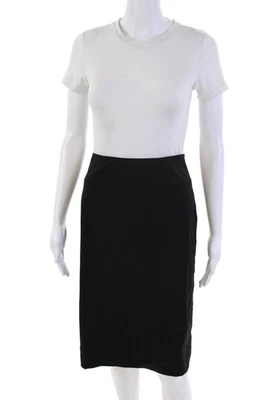 Elie Tahari Womens Wool Zippered Double Slit Pencil Skirt Solid Black Size 6 - Image 1 of 4