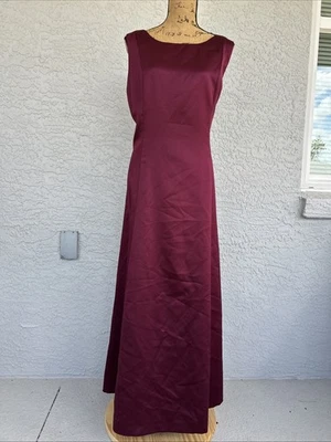 Vestido largo formal satinado talla 18 de colección MICHAELANGELO para mujer vino borgoña Foto 1 de 4