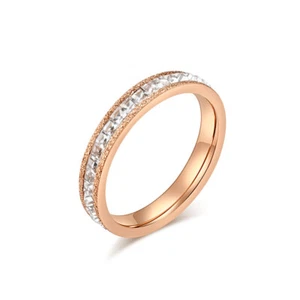 Gold/Silver/Rose Gold Pearl Sand Band 4mm Women's Stainless Steel Ring Size 5-10 - Picture 1 of 9