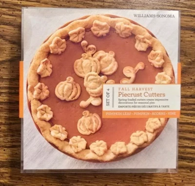 NOVO! Conjunto de bolotas de folha de abóbora cortadores de crosta torta colheita outono Williams Sonoma - Imagem 1 de 4