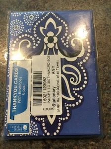 Set of 6 Paisley Blue and White Note Cards GIft Cards with Envelopes 4.5" x 3" - Picture 1 of 3