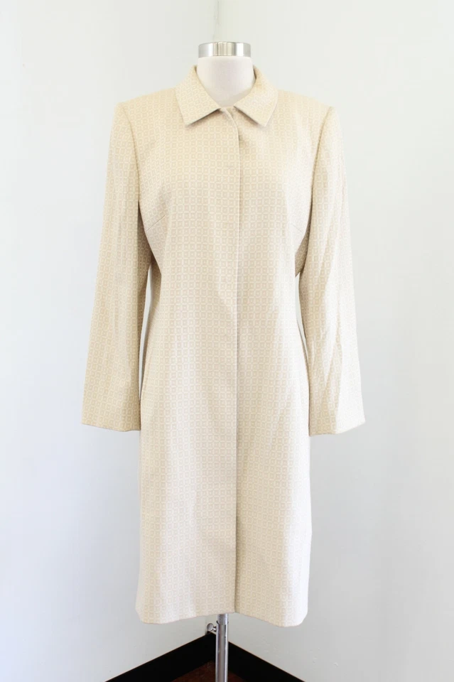 Chaqueta gabardina Tahari ASL Levine beige estampado geométrico en bloques talla 10 carrera Foto 1 de 4