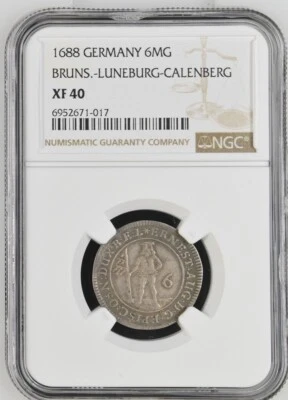 1689 German States Brunswick Lunenberg. 1/6 Taler 6 MG. NGC VF 35 - Image 1 of 2
