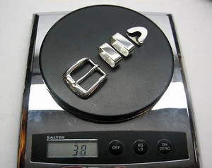 Sterling silver 925 buckle 4 piece set 38 g w/Genuine Lizard-1-1/4 to 1"belt USA - Picture 1 of 9