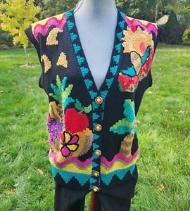 NEU Vintage Berek 1992 Pima Baumwolle Handstrick Knopfleiste Pullover Weste *Fiesta* - Bild 1 von 17