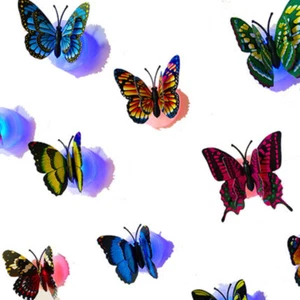 4x Butterfly LED Night Light Colorful Glowing Stickable Romantic Wall Lights - Picture 1 of 15