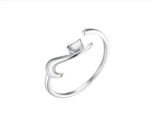 Silver Super Adorable Cat "Kitten" Adjustable Ring - Picture 1 of 2