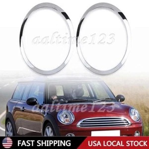 1 Pair Chrome Headlight Trim Ring Bezel Cover For Mini Cooper R55 R56 2007-2015 - Picture 1 of 9