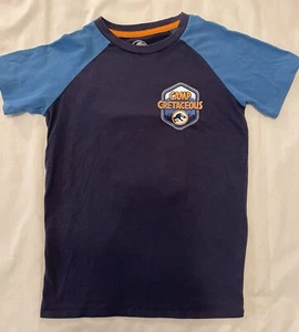Jurassic World Boys Medium Camp Cretaceous T Shirt Navy Blue Orange Cotton Blend - Picture 1 of 5