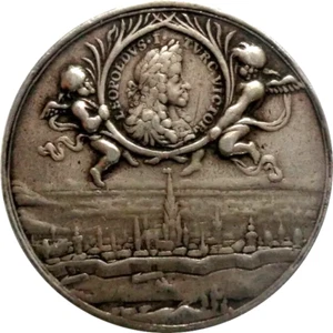Austria 1685 Silver Medal for Victories of Leopold I Vienna City View Castle Rar - Picture 1 of 8