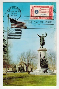 1960 CREDO SERIES COLOR MARYLAND POSTCARD FDC 1142 FRANCIS SCOTT KEY #4 - Picture 1 of 1