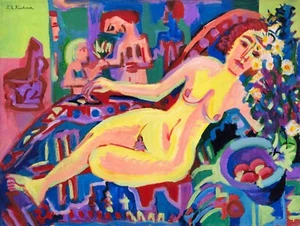 Ernst Ludwig Kirchner - Nacktes Mädchen auf Diwan, 1924, 90,5 x 120 cm - Bild 1 von 2