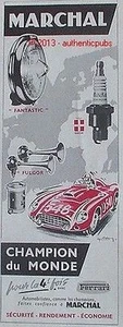 PUBLICITE MARCHAL CORINDON 4 FOIS CHAMPION DU MONDE FERRARI DE 1959 FRENCH AD - Imagen 1 de 1
