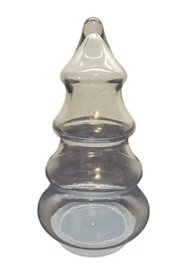 Clear Glass Christmas Tree Candy Nut Jar Container Canister Holiday Decor 7" - Picture 1 of 10