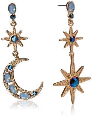 Pendientes colgantes luna y estrella celestial talla única AZUL Foto 1 de 3