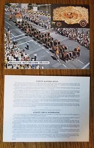 Tarjeta promocional Schlitz 40-Horse Hitch Circus Parade Milwaukee Wisconsin de colección años 70? - Imagen 1 de 1