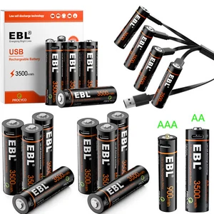 EBL AA AAA USB Rechargeable Batteries 1.5 Volt Lithium Li-ion Battery Lot - Picture 1 of 17
