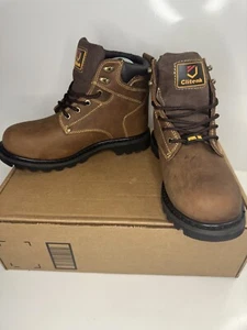 Clitenk Steel Toe Brown Work Boots Oil Resistant Mens Sz 9 - Picture 1 of 10