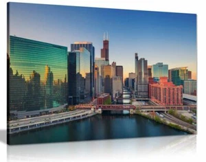 Chicago Skyline Canvas Wall Art Picture Print Home Decor - Picture 1 of 1