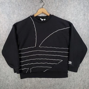 Adidas Sweatshirt Damen 8 schwarz Big Trefoil Logo All Over Print Freizeit Top - Bild 1 von 11
