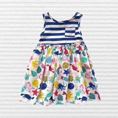Tommy Bahama Bebé Niñas Bajo el Mar Motivo Vestido sin Mangas Algodón Orgánico Talla 3-6M Foto 1 de 4