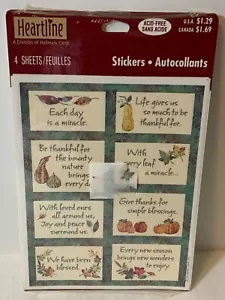 VTG Hallmark Thanksgiving Fall Stickers NISP 4 Sheets Quotes Leaves Pumpkins - Picture 1 of 2
