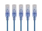 SlimRun Cat6A Ethernet Patch Cable Network RJ45 Stranded UTP 30AWG 14ft Blue 5pk