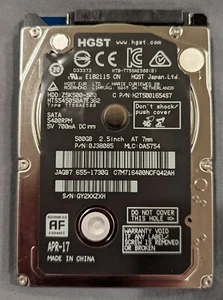 Apple HGST 500GB 5400RPM 2.5" SATA Laptop Hard Drive HDD Z5K500-500 - Picture 1 of 2