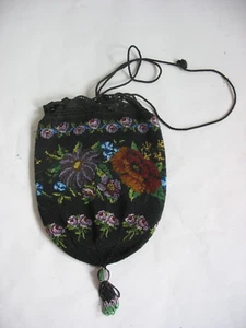 De colección vidrio microcuentas bolso de mano bolso FLORAL aleta espejo adjunto - Imagen 1 de 9