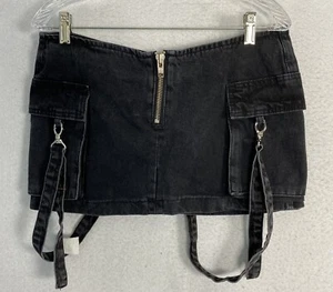 The Ragged Priest Denim Force Combat Mini Skirt Black Women's 10 32 Cargo NWT - Picture 1 of 16