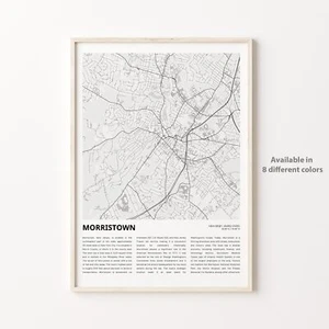 Morristown City Map Print, New Jersey Travel Poster, Wall Art - Picture 1 of 6