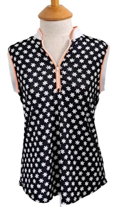 JOFIT ~ Gr. Small ärmelloses Golf-Top schwarz mit Pfirsichbesatz Blumen TOP!! - Bild 1 von 6