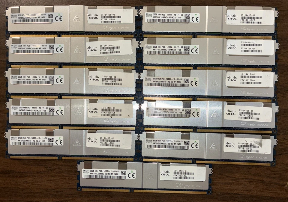 SK Hynix 32GB PC3L-14900L ECC Server RAM DDR3-1866MHZ HMT84GL7AMR4C-RD Lot of 11 - Image 1 of 4