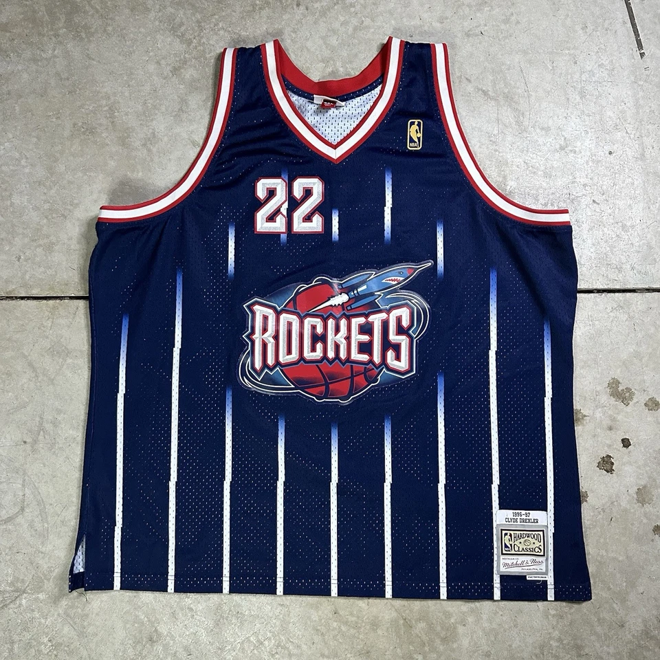 Camiseta deportiva Houston Rockets Clyde Drexler talla 4XL a rayas Foto 1 de 4