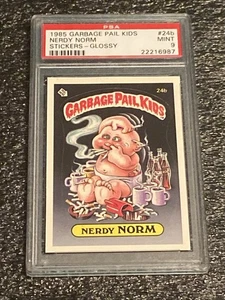 1985 GARBAGE PAIL KIDS STICKERS #24b NERDY NORM SERIES 1 Glossy GPK PSA 9 - Picture 1 of 3
