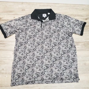 Kilburne Finch Polo Shirt Mens XL Black Paisley Pattern Stretch Golf Casual - Picture 1 of 9