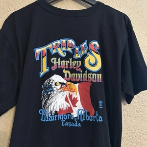 Vintage Harley Davidson Alberta Canada More Than A Feeling Eagle Flag Shirt XL - Picture 1 of 8